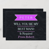 あなたは私のベストマンブラックパープルリボンになるだろうか 招待状 (正面/裏面)