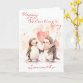 あなたは私のペンギンかわいいバレンタインデー カード (黄色い花)