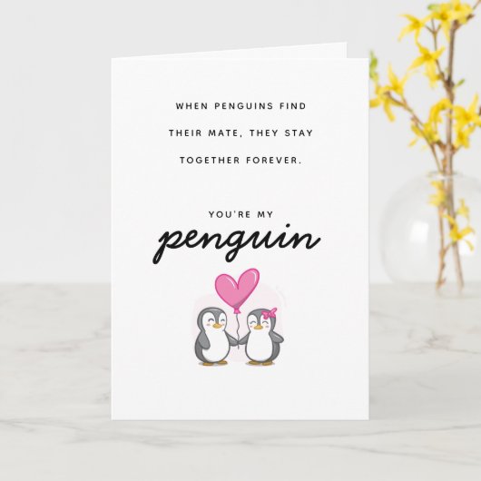 あなたは私のペンギンは人生のバレンタインデーのためのパートナー カード (黄色い花)