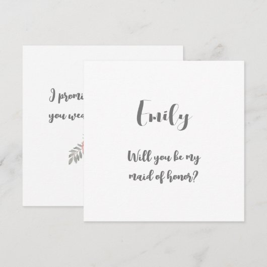 あなたは私のメイド・オブ・オーナー（花嫁付き添い人）の名刺か サンキューカード (正面/裏面)