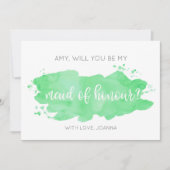 あなたは私のメイド・オブ・オーナー(花嫁付き添い人)の水色の緑 招待状 (正面)