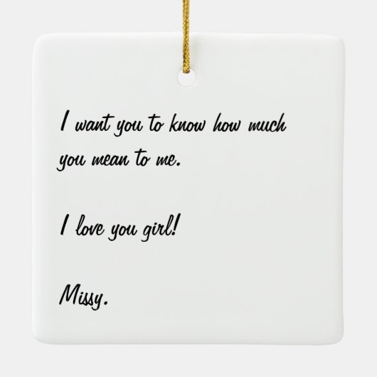 あなたは私のメイド・オブ・オーナー（花嫁付き添い人）の花嫁をしてくれてありがとう セラミックオーナメント (裏面)