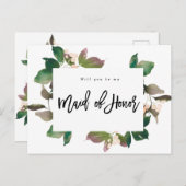 あなたは私のメイド・オブ・オーナー(花嫁付き添い人)のbohoフローラ 案内ポストカード (正面/裏面)