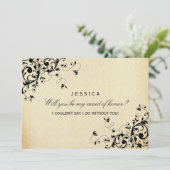 あなたは私のメイド・オブ・オーナー(花嫁付き添い人)エレガントヴィンテージ 招待状 (スタンド正面)