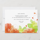 「あなたは私のメイド・オブ・オーナー(花嫁付き添い人)」オレンジ色の花カード 招待状 (裏面)