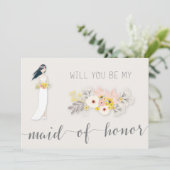 あなたは私のメイド・オブ・オーナー（花嫁付き添い人）カードガールブラックヘア 招待状 (スタンド正面)