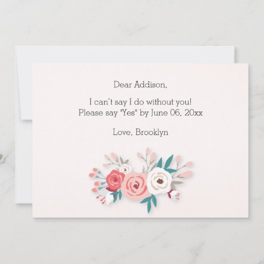 あなたは私のメイド・オブ・オーナー(花嫁付き添い人)カードブルネット 招待状 (裏面)