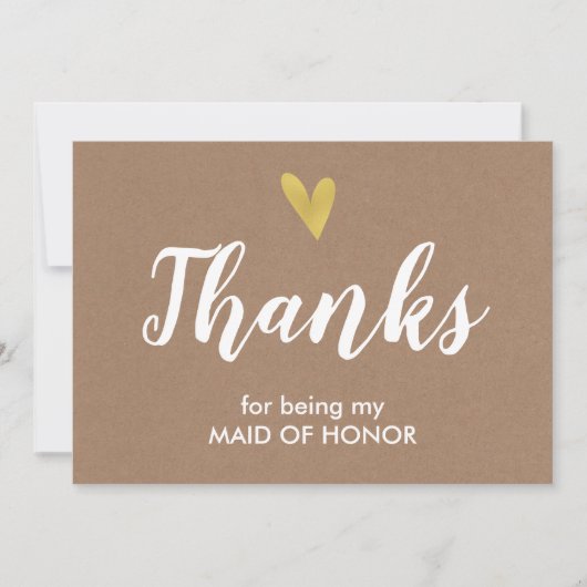 あなたは私のメイド・オブ・オーナー（花嫁付き添い人） | クラフト サンキューカード (正面)