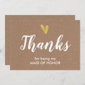 あなたは私のメイド・オブ・オーナー（花嫁付き添い人） | クラフト サンキューカード (正面/裏面)