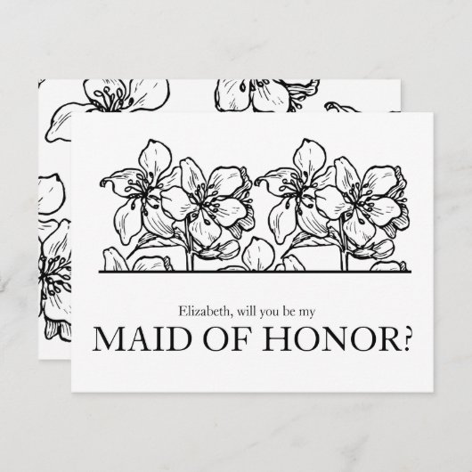 あなたは私のメイド・オブ・オーナー（花嫁付き添い人）シックヴィンテージ 招待状 (正面/裏面)