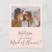 あなたは私のメイド・オブ・オーナー（花嫁付き添い人）シンプル写真 インビテーションポストカード (正面)