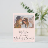 あなたは私のメイド・オブ・オーナー（花嫁付き添い人）シンプル写真 インビテーションポストカード (スタンド正面)