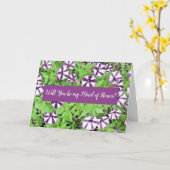 あなたは私のメイド・オブ・オーナー(花嫁付き添い人)パープルペチュニア カード (黄色い花)