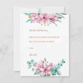 あなたは私のメイド・オブ・オーナー（花嫁付き添い人）ピンクのミントの花嫁のメイドになる 招待状 (裏面)