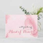 あなたは私のメイド・オブ・オーナー（花嫁付き添い人）ピンクウォーター色になる 招待状 (スタンド正面)