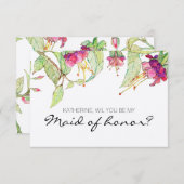 あなたは私のメイド・オブ・オーナー(花嫁付き添い人)ピンクボホフローラ 招待状 (正面/裏面)