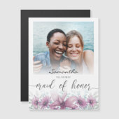 あなたは私のメイド・オブ・オーナー（花嫁付き添い人）フローラピンクの写真になる マグネット招待状 (正面/裏面)