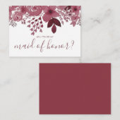あなたは私のメイド・オブ・オーナー（花嫁付き添い人）ブルゴーニュフローラ エンクロージャーカード (正面/裏面)