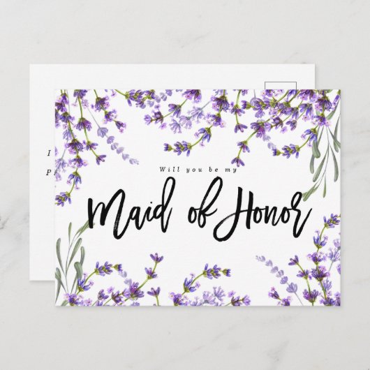 あなたは私のメイド・オブ・オーナー(花嫁付き添い人)ボホラベンダーフローラ 案内ポストカード (正面/裏面)