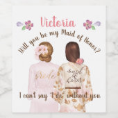 あなたは私のメイド・オブ・オーナー(花嫁付き添い人)ワインラベルになるの ワインラベル (シングルラベル)