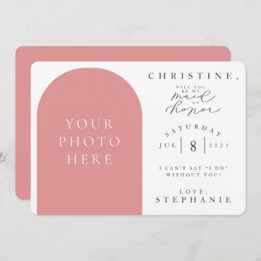 あなたは私のメイド・オブ・オーナー（花嫁付き添い人）写真の提案カードになる 招待状 (正面/裏面)