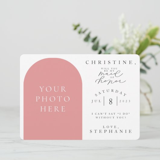 あなたは私のメイド・オブ・オーナー（花嫁付き添い人）写真の提案カードになる 招待状 (スタンド正面)