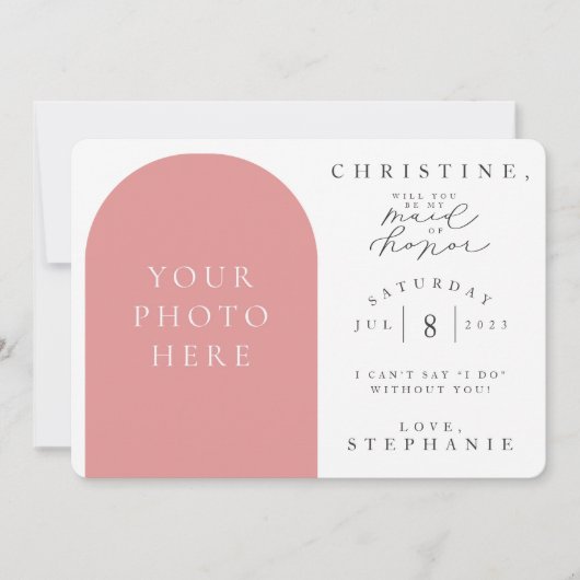 あなたは私のメイド・オブ・オーナー（花嫁付き添い人）写真の提案カードになる 招待状 (正面)