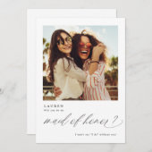 あなたは私のメイド・オブ・オーナー(花嫁付き添い人)提案の写真カードになる 招待状 (正面/裏面)