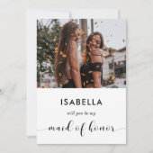 あなたは私のメイド・オブ・オーナー(花嫁付き添い人)提案の写真カードになる 招待状 (正面)