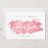 あなたは私のメイド・オブ・オーナー(花嫁付き添い人)水色ピンクカードになる 招待状 (正面)