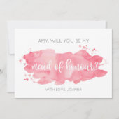 あなたは私のメイド・オブ・オーナー（花嫁付き添い人）水色ピンクカードになる 招待状 (正面)