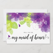 「あなたは私のメイド・オブ・オーナー（花嫁付き添い人）」紫の花カード 招待状 (正面)