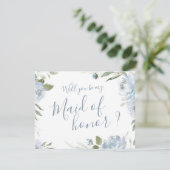 あなたは私のメイド・オブ・オーナー（花嫁付き添い人）色の青いフローラ 招待状 (スタンド正面)