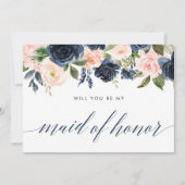 あなたは私のメイド・オブ・オーナー(花嫁付き添い人)赤面ピンクネービーブルーになるか? 招待状 (正面)