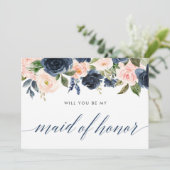 あなたは私のメイド・オブ・オーナー(花嫁付き添い人)赤面ピンクネービーブルーになるか? 招待状 (スタンド正面)