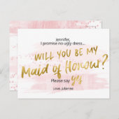 あなたは私のメイド・オブ・オーナー（花嫁付き添い人）赤面水の色 インビテーションポストカード (正面/裏面)