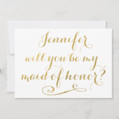 あなたは私のメイド・オブ・オーナー(花嫁付き添い人)金ゴールド書か 招待状 (正面)