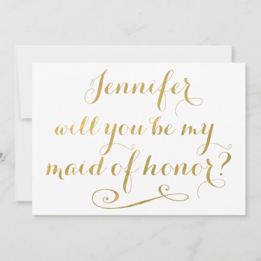 あなたは私のメイド・オブ・オーナー（花嫁付き添い人）金ゴールド書か 招待状 (正面)