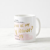 あなたは私のメイド・オブ・オーナー(花嫁付き添い人)金ゴールド赤面水色になる コーヒーマグカップ (正面右)
