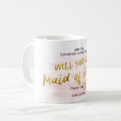 あなたは私のメイド・オブ・オーナー(花嫁付き添い人)金ゴールド赤面水色になる コーヒーマグカップ (正面左)