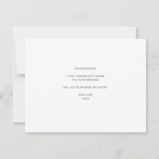 あなたは私のメイド・オブ・オーナー(花嫁付き添い人)2枚の写真カードになる サンキューカード (裏面)