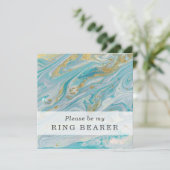あなたは私のリングや輪ベアラーターコイズ&金ゴールドカードになる 招待状 (スタンド正面)