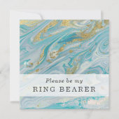 あなたは私のリングや輪ベアラーターコイズ&金ゴールドカードになる 招待状 (正面)