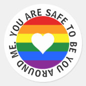 あなたは私のレインボーのまわりにハートなら大丈夫 ラウンドシール (正面)