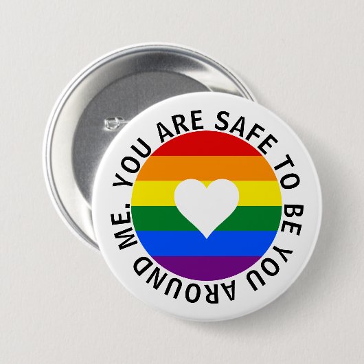 あなたは私のレインボーのまわりにハートなら大丈夫 缶バッジ (正面&裏面)