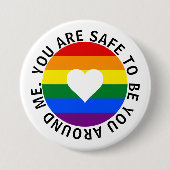 あなたは私のレインボーのまわりにハートなら大丈夫 缶バッジ (正面)