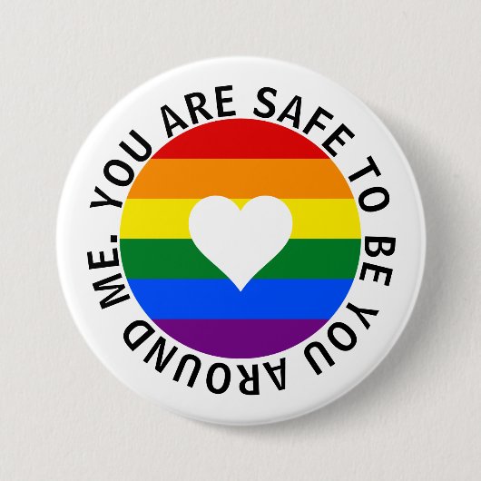 あなたは私のレインボーのまわりにハートなら大丈夫 缶バッジ (正面)