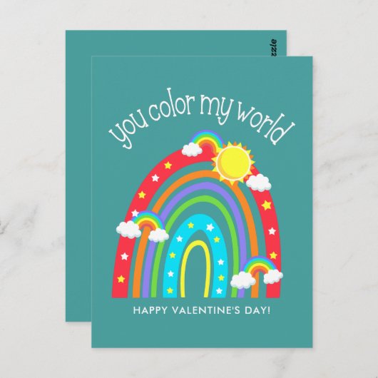 あなたは私の世界を色づける|キッズバレンタイン ポストカード (正面/裏面)
