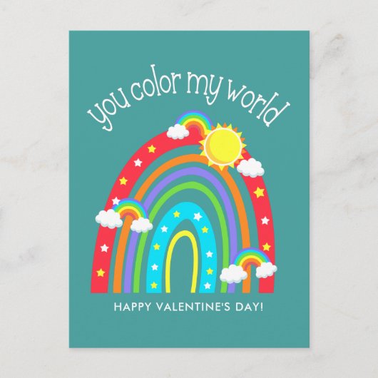 あなたは私の世界を色づける|キッズバレンタイン ポストカード (正面)