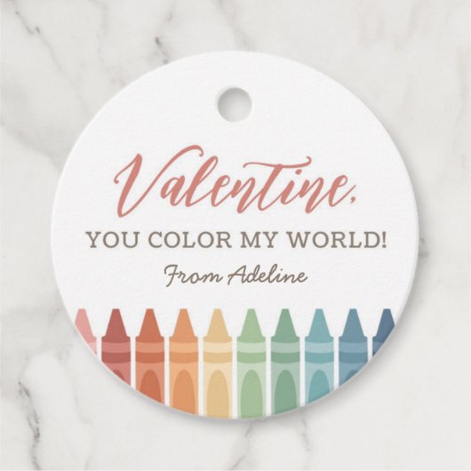 あなたは私の世界クレヨンキッズバレンタインデーを色づける フェイバータグ (正面)
